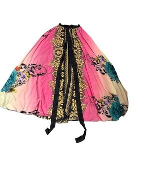 Sleeveless flowy silhouette whimsical Cape with Gold Baroque Print bohemian USA